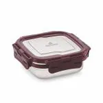 Dhara Stainless Steel Blaze Airtight Leak Proof Lunch Box 350 ml Maroon | Tiffin Container for Adults & Kids | Meal Lunch Box Set for Office, School and Travelling