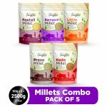 Coreganic Millets (Unpolished) , Kodo, Foxtail, Branyard, Little & Porso 500g (Pack of 5)