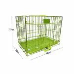 Plushmate Heavy Duty Portable & Foldable Metal Wire Dog/Cats/Rabbits Cage/Crate/Carrier/ Kennel with Paw Protector, Removable Tray, Single Door, Indoor Outdoor Travel (Size 18 Inch, Green)