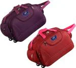 Skyfa Fashion Purple, Red Nylon Strolley Duffel Bag, 65 L (Set Of 2)