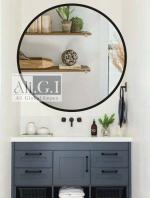Ali Global Impex - Black Round Wall Mirror I Metal Frame I Modern Design Metal Frame I Bathroom Wash Basin, Bedroom, Drawing Room (Black, 20