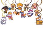 Festiko 24 Pcs Dog Party Theme Swirls with Cutouts, Dog Birthday Party Supplies, Dog Party Supplies, Swirls for Dog Party