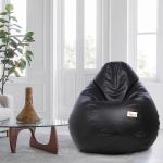 SATTVA Classy.Elegant.Stylish XXXL Leatherette Filled Bean Bag With Beans 29 inch x 29 inch x 44 inch Black