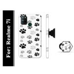 BUDDHU Bear Claws Printed Hard Back Case with Mobile Holder, Pop socket for Realme 7i