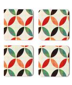 Whats Your Kick Pattern Design Colorful Circle With White Background Design Printed Set of 4 Coaster With Metal Stand