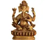 Feel Touch Mart Brass Lord Ganesha Bhagwan 19cm Gold Colour Mangalkari Ganpati Idol Hindu Bhagwaan Ganesh Ji Murti Best Vinayaka Brass Statue