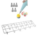 BLUE WONDER Cake Decorating 6 Pcs Nozzle with Stainless Steel Khutti and (Multicolour, Pack of 2)