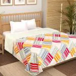 Bsb Home Geometric Design Cotton Dohar Ac Blanket Double Bed-Grey & Red