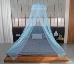 Classic Mosquito Net Blue Round Polyester Foldable Hanging For Double Bed