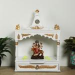 DZYN Furnitures Divya Prakostha Pooja Mandir Wall Mount without Door (White Gold) (Limited Edition)