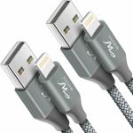 Wayona Nylon Braided USB to Lightning Fast Charging and Data Sync Cable Compatible for iPhone 13, 12,11, X, 8, 7, 6, 5, iPad Air, Pro, Mini (3 FT Pack of 2, Grey)