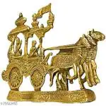 rati DECOR Aluminium Decorative Arjun Krishna Rath Chariot Statue for Home Decor & Gifting | Religious Home Décor for Home or Table | 25*5*20 cm