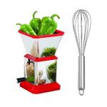 First Front Stainless Steel Chilly Cutter Cutter With Stainless Steel Whisk ,Steel Egg Beater and (Multicolour, Pack of 2)