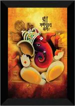 SAF Acrylic Ganesha Premium Acrylic 14 inch x 20 inch Painting (With Frame)