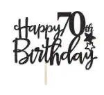 Festiko Glitter Black Happy 70th Birthday Cake Topper For Birthday, Anniversary