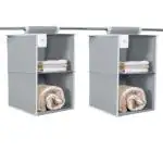 HomeStrap Non Woven Hanging 2 Shelf/Compartment Clothes Storage Wardrobe Organizer - (Grey)|(Pack of 2)( Shark Tank Product )
