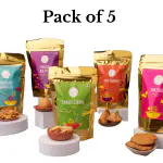 The Sweet Blend Namkeen pack of 5 - Farali Chivda(200g), Khasta Kachori(150g), Dry Samosa(150g), Mathri(150g), Diamond Namkeen(150g)