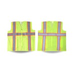 Robustt Polyster Fabric V Neck Green Reflective Safety Jacket|Safety Coat with Zipper Clousure and Pockets for Traffic,Sports,Construction Site(Pack of 50)