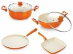 Nirlon Orange Ceramic Coating Non-Stick Cooktop Cookware Set (4 pcs)