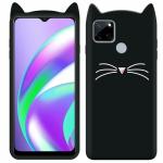 Indiacase Realme Narzo 20 Black Slim Silicone, Rubber Cat Design, Wireless Charging Compatible Cases & Covers, Display Size-12 mm, 14 x 7 x 5 mm