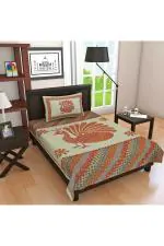 Monik Handicrafts Grey Cotton Single Bedsheet