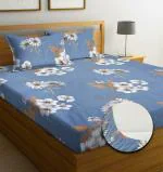 RC My Mini Bazaar Glace Cotton Elastic Fitted Bedsheets King Size Bedsheet for Double Bed with 2 Pillow Covers (72 x 78 or 182 x 198 cm) - Multicolor