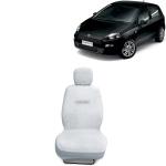 Kingsway Towel Fabric Car Seat Covers for Fiat Punto, 2005 - 2019 Model, Material: 100% Cotton, Color : White, Complete Set of All Seats (Car Specific Front + Rear Seat Covers)