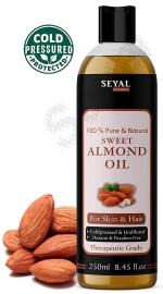 Seyal Sweet Almond Oil Pure And Natural, Cold Pressed Therapeutic Grade For Face, Hair And Skin, 250 Ml