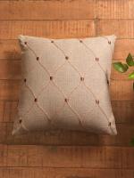 ZEBA World Embroidery Cushion Cover - Decorative | Sofa, Bedroom, Couch | Cotton Embroidered Reversible - Dark Grey - 16x16 inch (40x40 cms) (Pack of 1)