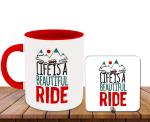 Whats Your Kick Life is a Beautiful Ride Printed Red Ceramic Coffee Mug With Desky 325 ML