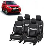 AUTO-SAFE Black, Silver PU Leather Car Seat Cover for Maruti Alto 800