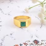 Memoir Brass Gold Natural real Emerald Ring