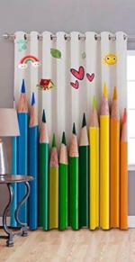 Reyansh Decor Multicolor Polyester Digital Cartoon Print Door Eyelet Curtain, 4 X 7 Ft (Pack Of 2)