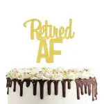 Festiko Retired Af Cake Topper, Double Sided Gold Glitter Happy Retirement Offcially Retired Party Decorations