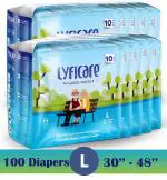 lyficare Classic Pants-Adult Diaper|Large-100Pcs|Pack of 10|WaistSize:76-121Cm|30-48Inch| Adult Diapers - L (100 Pieces)