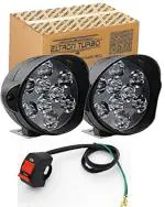 Eltron Turbo ELUITY1578I High Bright Original 9 LED Fog Light 12V DC 15W With Helmet Light, Waterproof, Bar Light Off-Roading Universal For All Bike, Mototcycle (Pack of 2, White)