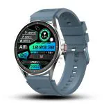 Pebble Cosmos Valor 1.43 inch(3.63 cm)Amoled Bright HD Display 700 Nits, BT Calling, Always On Display, Health Suite, AI Voice Assitance, Multiple Sports Mode, Alarm & Notification, Pedometer, Sleep Monitor, Rotating Crown smartwatch-Winter Blue