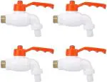 Livefast White Plastic Heavy Garden Tap Outdoor Tap Bib Faucet - Wall Mount Installation Type (Set Of 4)