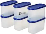 DDecora Plastic Grocery Container - 1200 ml (Pack of 6, Blue)