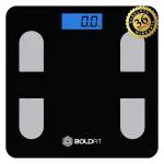 Boldfit Weight Machine for Body Weight Machine Digital Bathroom Scale for Human Body Weight Measurement Extra Thick Weighing Scale with LCD Display 36Months Warranty, Black,Max Weight 180Kgs