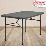 Supreme Furniture Swiss Foldable, Rectangle Plastic Table, Suitable for Indoor & Outdoor (Grey)