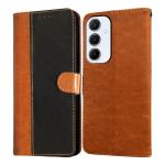 Casotec Flip Cover Back Case for Samsung Galaxy A55 5G | Premium Leather Finish | Inbuilt Pockets & Stand | Flip Cover Back Case for Samsung Galaxy A55 5G (CamelBlack)