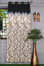 Parda Online Navy Blue Jacquard Floral Eyelet Leaves Window Curtain 7ft, (Pack of 4)