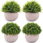 HerbalPrash 4 Packs Artificial Potted Plants Bathroom Fake Shelf Plant Office Table Decor Mini Green Faux Topiary Kitchen Cabinet Farmhouse Decorations (4 Plastic Pots)