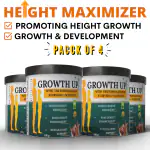 Growth Up Helps In Height Increase & Bones Growth With Growth Support Supplements To Promote Strong Bones | Looking Taller 100% | Pack Of 4 (Chocolate Flavour)