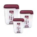 Flair Storewell Square Containers Set of 3 Pcs (6000 ML, 8000 ML, 12000 ML) Maroon Color