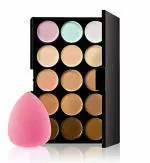 BIOAQUA 15 Colors Contour Natural Concealer Palette Liquid, Cream with 1 Flawless Makeup Foundation Puff 200g