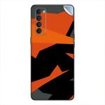 GADGETSWRAP Printed Vinyl Skin Sticker for Oppo Reno 4 Pro - Orange Black