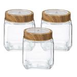 Treo By Milton Woody Cuwood Glass Jar, Set of 3, 580 ml Each, Transparent | Easy to Clean | Candies | Cookies | Pulses | Kitchen Item