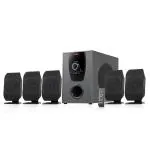 Intex 650 FMUB 5.1 Channel 70 W Sound Output Bluetooth Speaker with Multiple Input, Output, Recording Feature, Power Indicator LED Display, In-Built Digital FM PlayabilityMain Unit-Wooden, Satellite-Plastic Body (Black)